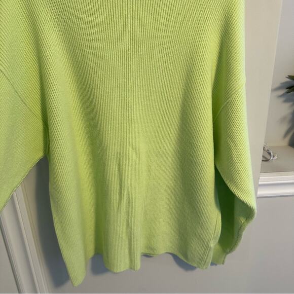 Free People Bright Lime Green Turtleneck Sweater Medium - Picture 9 of 14